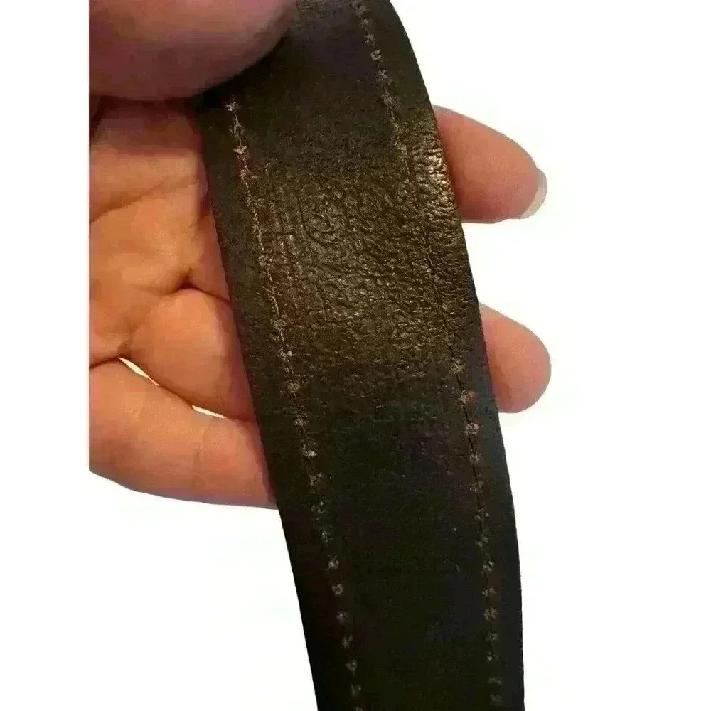 Dickies Men's Industrial Strength Heavy Stitching Leather Belt Brown Sz 40